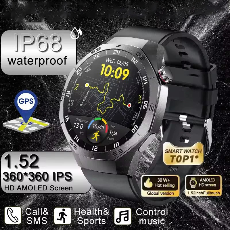 2025 New IP68 Waterproof Smart Watch AMOLED Screen Bluetooth Call All-day Heart Rate Monitoring Health Smartwatch For Men Women.
