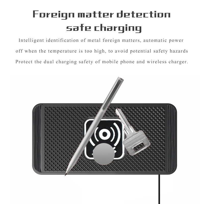 15W Qi Wireless Car Charging Pad – Secure, Non-Slip & Fast