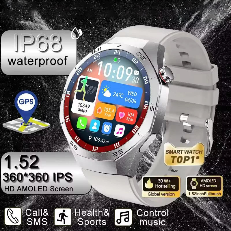 2025 New IP68 Waterproof Smart Watch AMOLED Screen Bluetooth Call All-day Heart Rate Monitoring Health Smartwatch For Men Women.