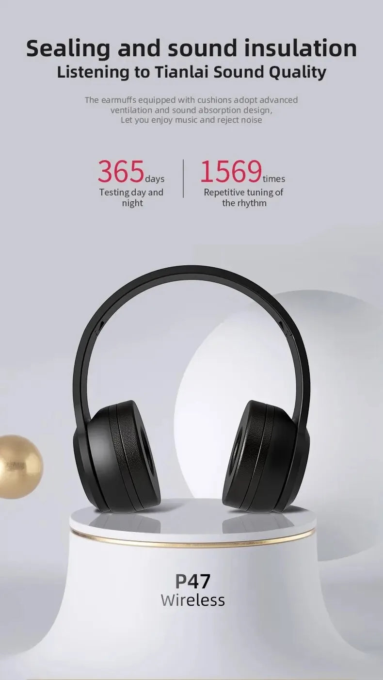P47 Bluetooth Headset | Wireless, Noise Canceling for iPhone & Samsung