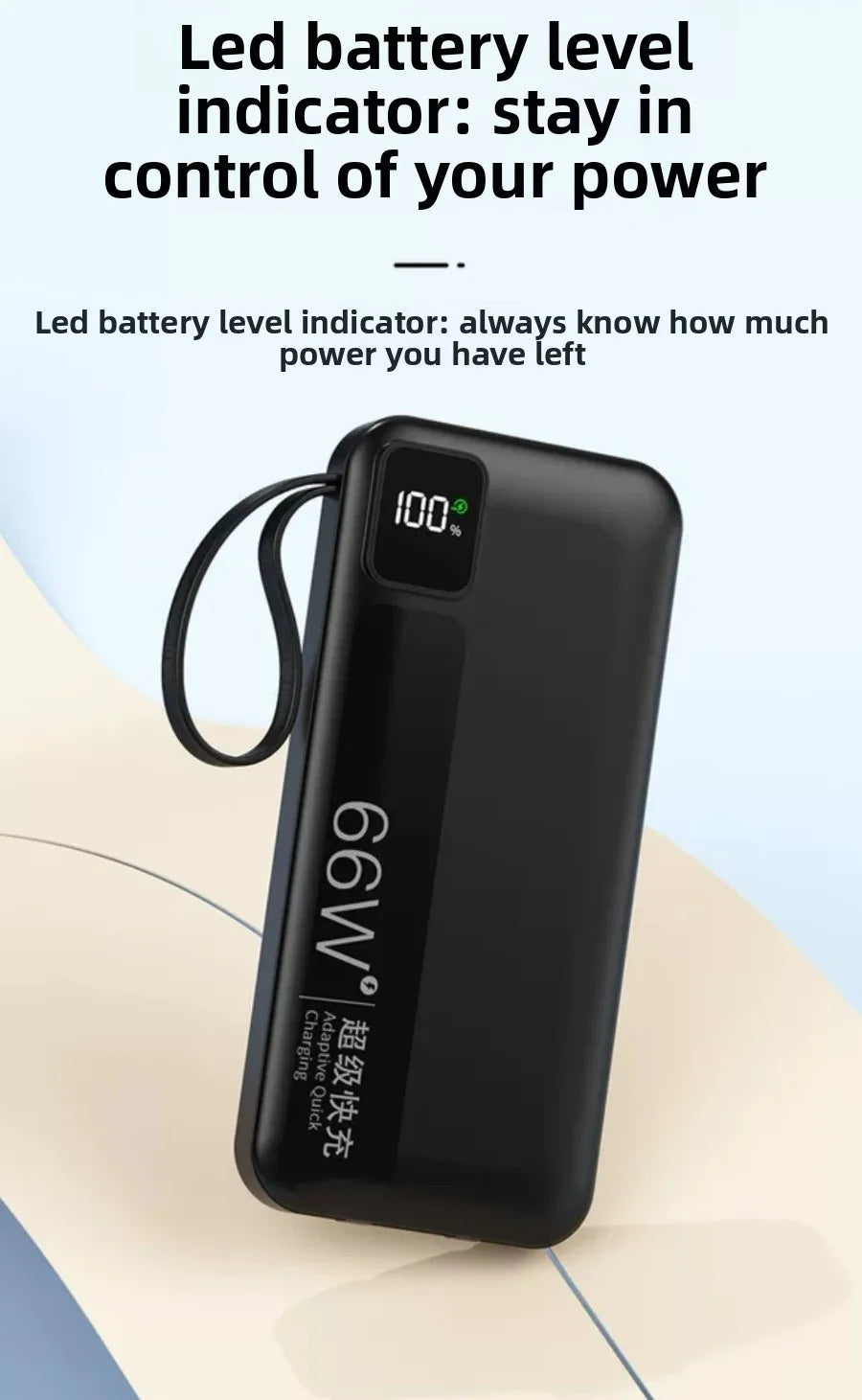 Fast Charging 66W Portable Power Bank – Compact & Powerful
