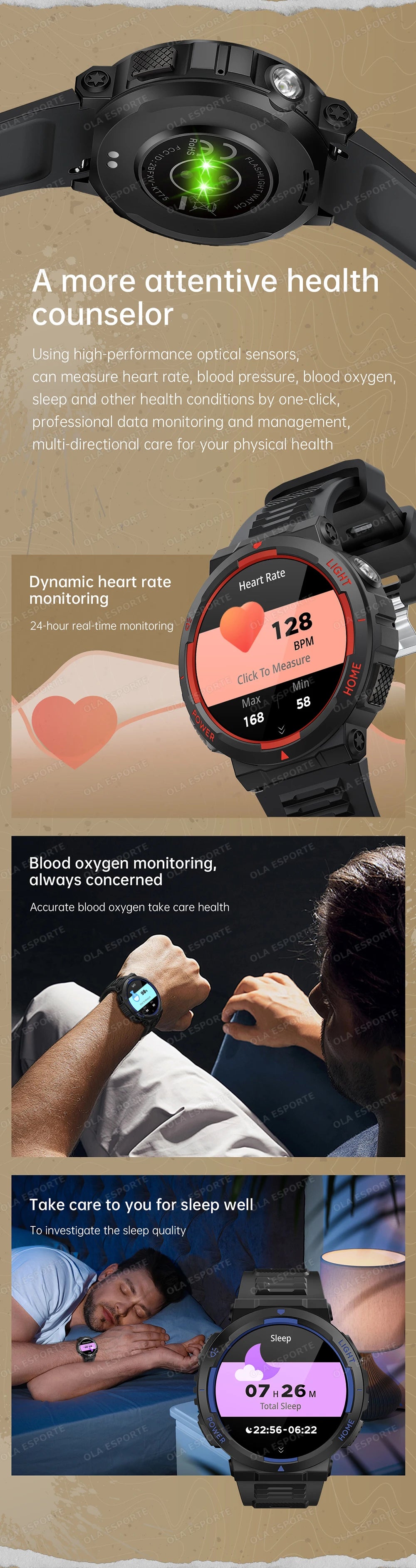 Swimming Smartwatch | 30M Waterproof, Flashlight & Fitness Tracker