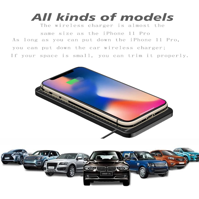 15W Qi Wireless Car Charging Pad – Secure, Non-Slip & Fast