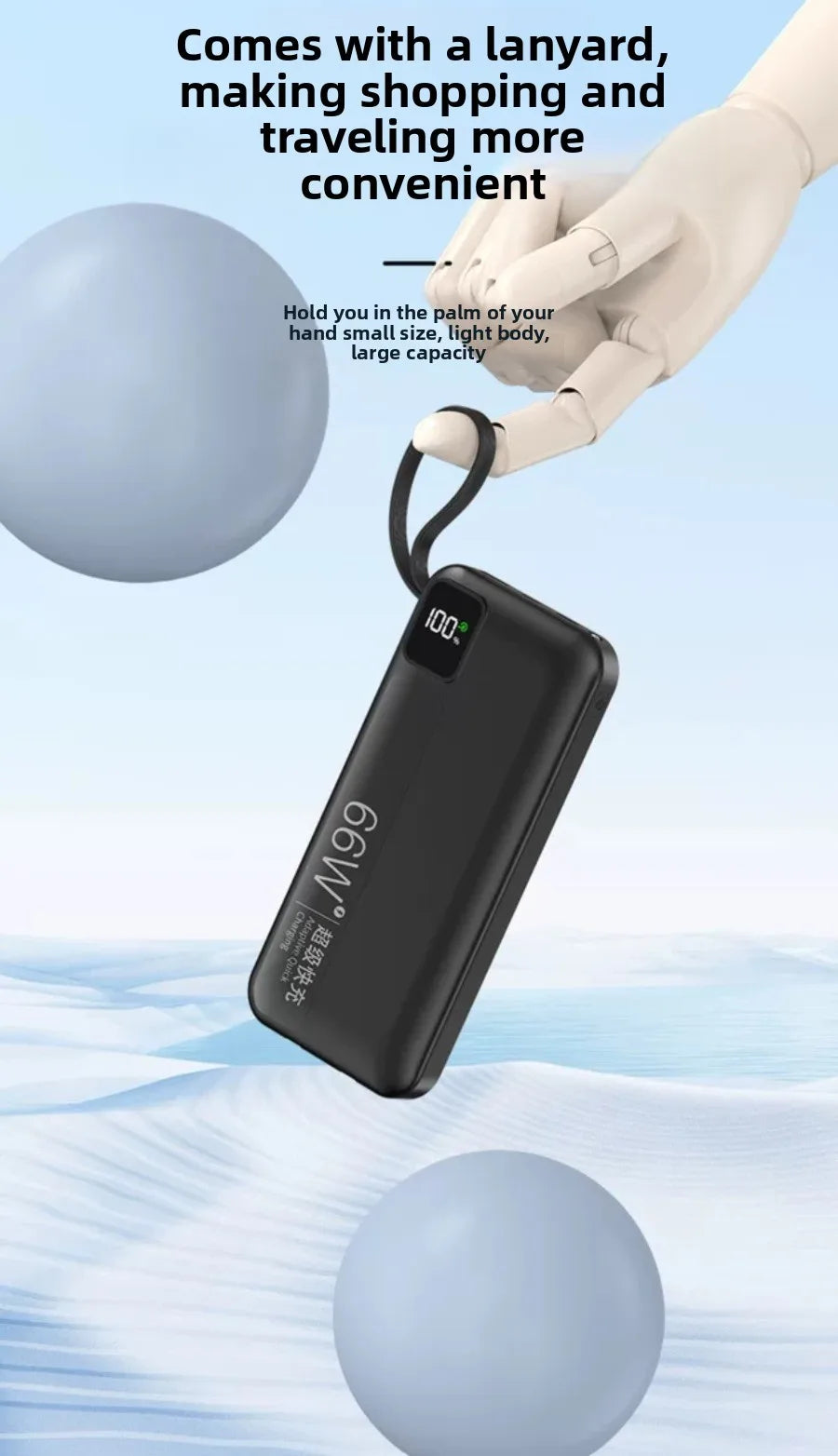 Fast Charging 66W Portable Power Bank – Compact & Powerful