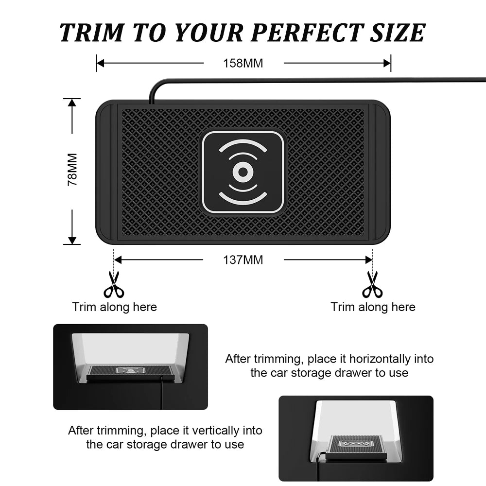 15W Smart Wireless Charger – Auto-Sensing Fast Charge for Android & Huawei