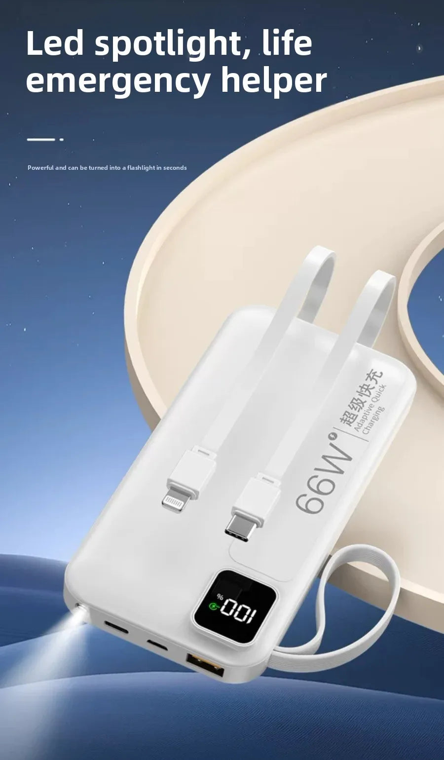 Fast Charging 66W Portable Power Bank – Compact & Powerful
