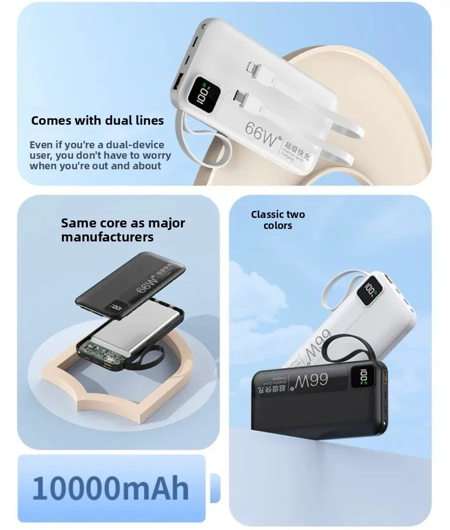 Fast Charging 66W Portable Power Bank – Compact & Powerful