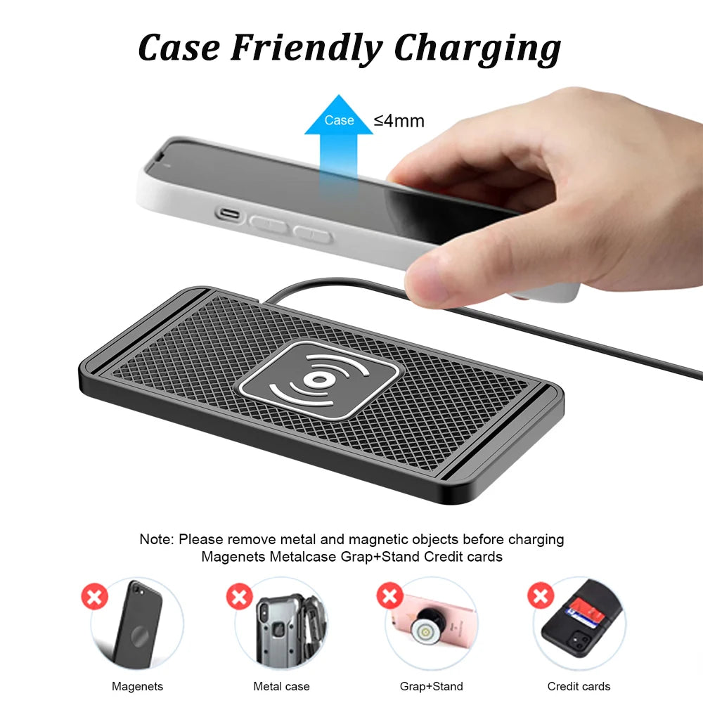 15W Smart Wireless Charger – Auto-Sensing Fast Charge for Android & Huawei