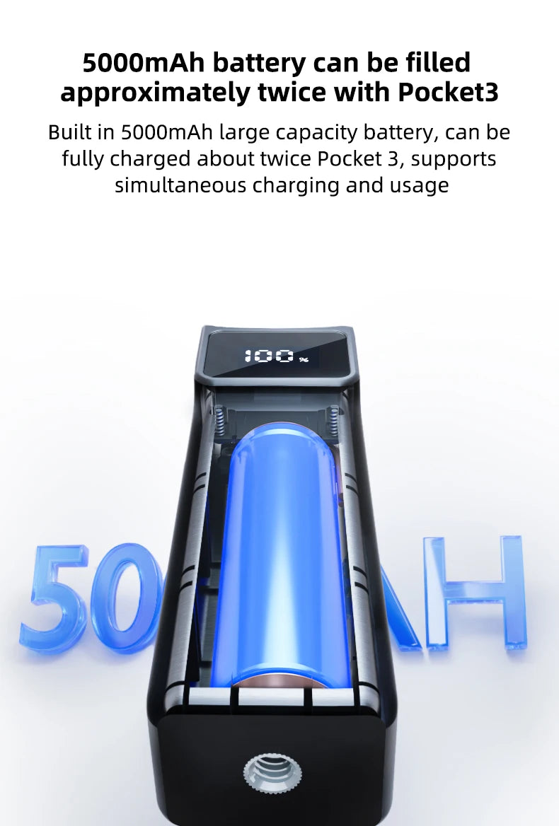 5000mAh Charging Hand Grip for DJI Osmo Pocket 3 with Mini Bracket