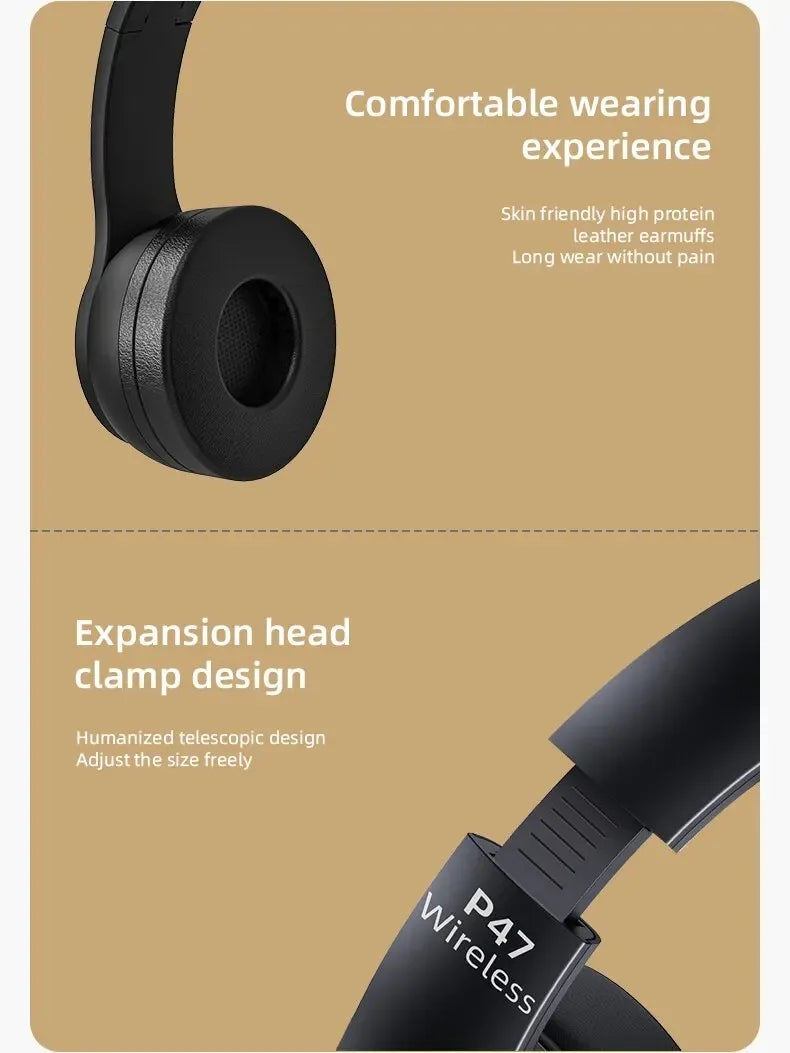 P47 Bluetooth Headset | Wireless, Noise Canceling for iPhone & Samsung