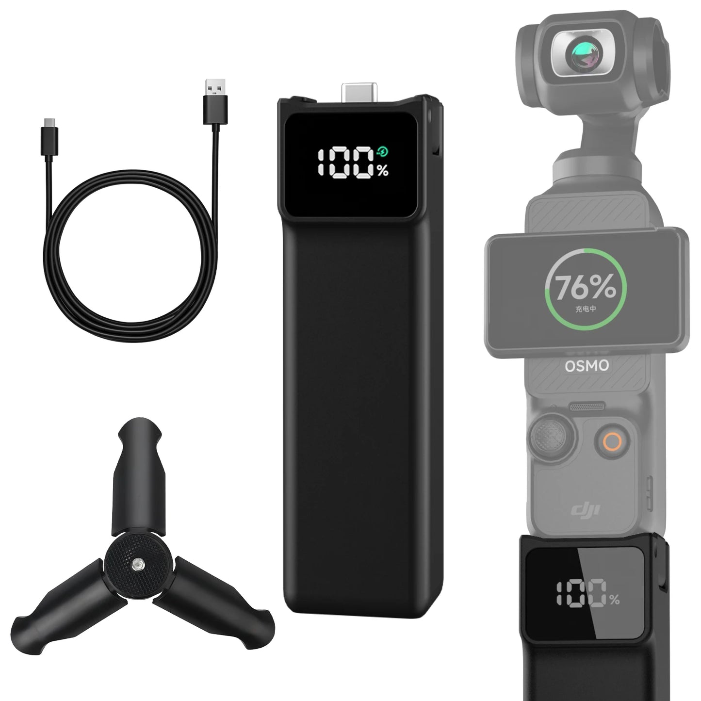 5000mAh Charging Hand Grip for DJI Osmo Pocket 3 with Mini Bracket