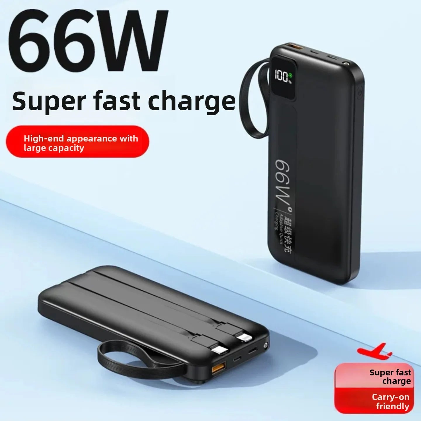 Fast Charging 66W Portable Power Bank – Compact & Powerful