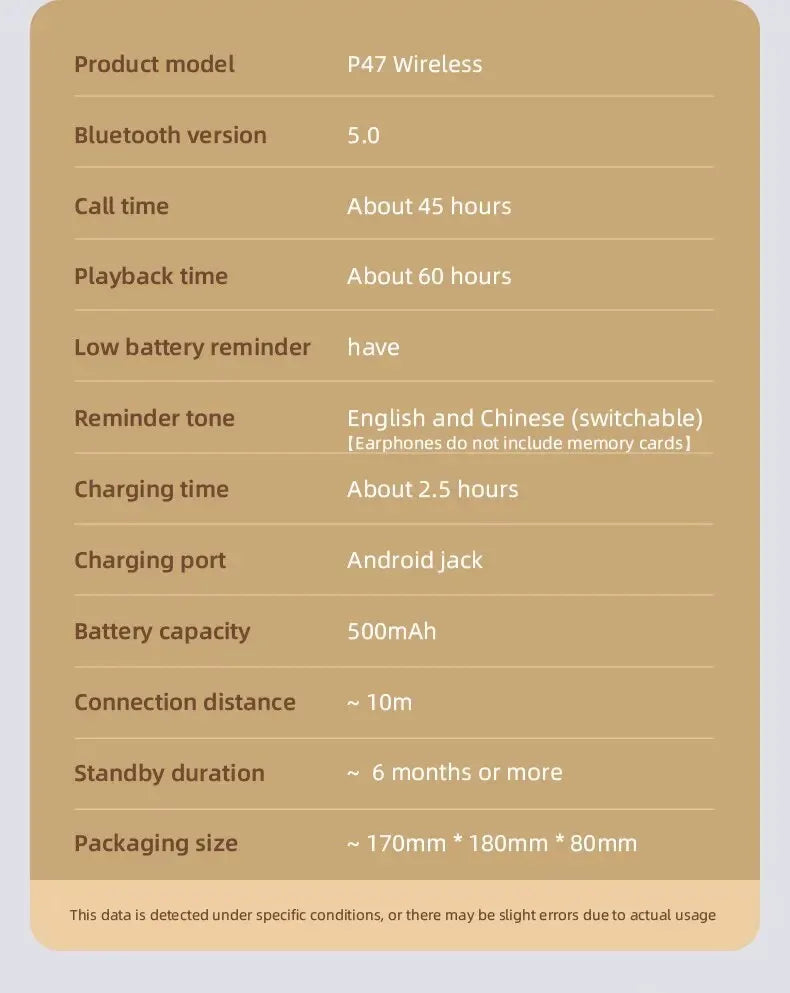 P47 Bluetooth Headset | Wireless, Noise Canceling for iPhone & Samsung