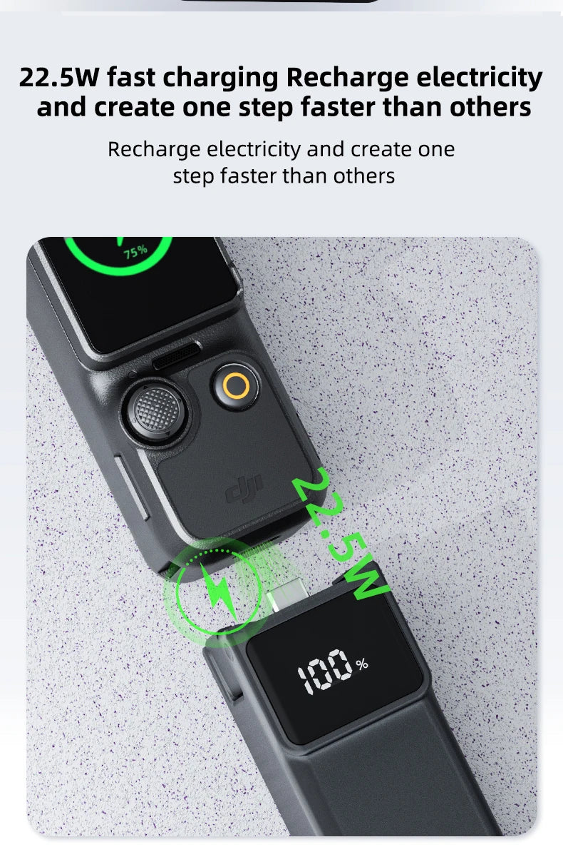 5000mAh Charging Hand Grip for DJI Osmo Pocket 3 with Mini Bracket