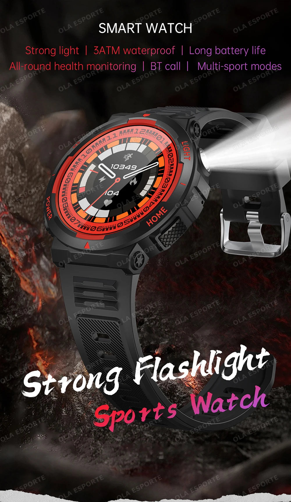 Swimming Smartwatch | 30M Waterproof, Flashlight & Fitness Tracker