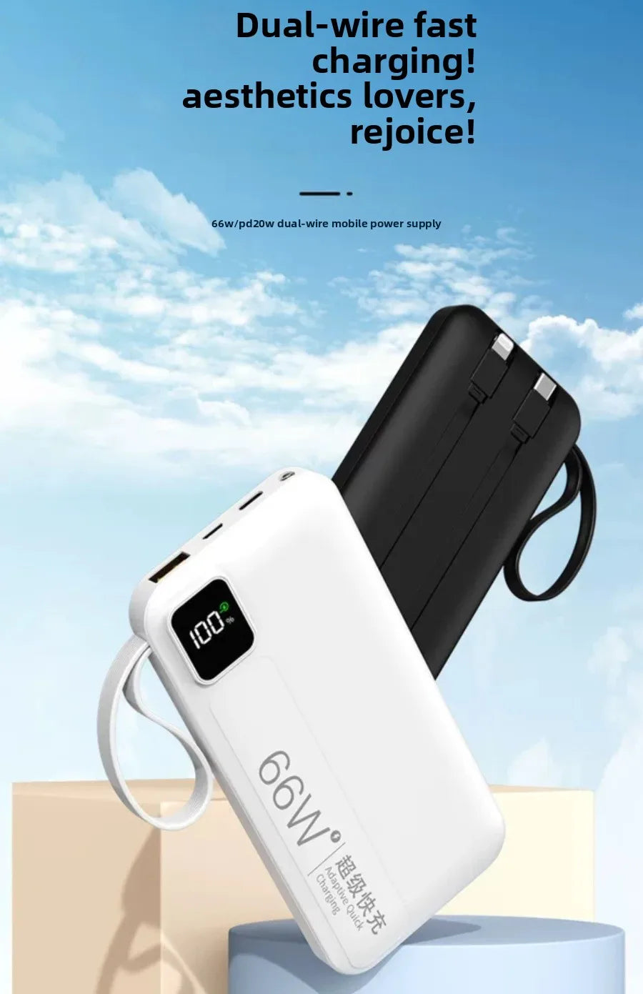 Fast Charging 66W Portable Power Bank – Compact & Powerful