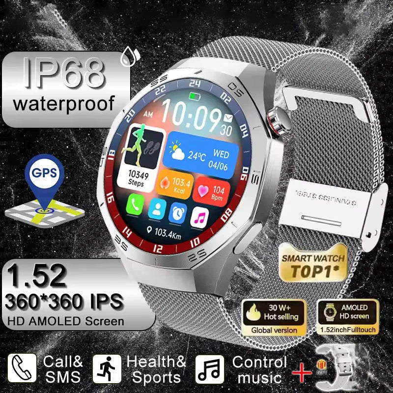 2025 New IP68 Waterproof Smart Watch AMOLED Screen Bluetooth Call All-day Heart Rate Monitoring Health Smartwatch For Men Women.