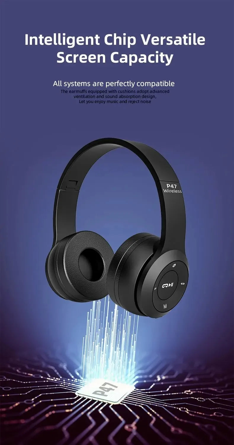 P47 Bluetooth Headset | Wireless, Noise Canceling for iPhone & Samsung