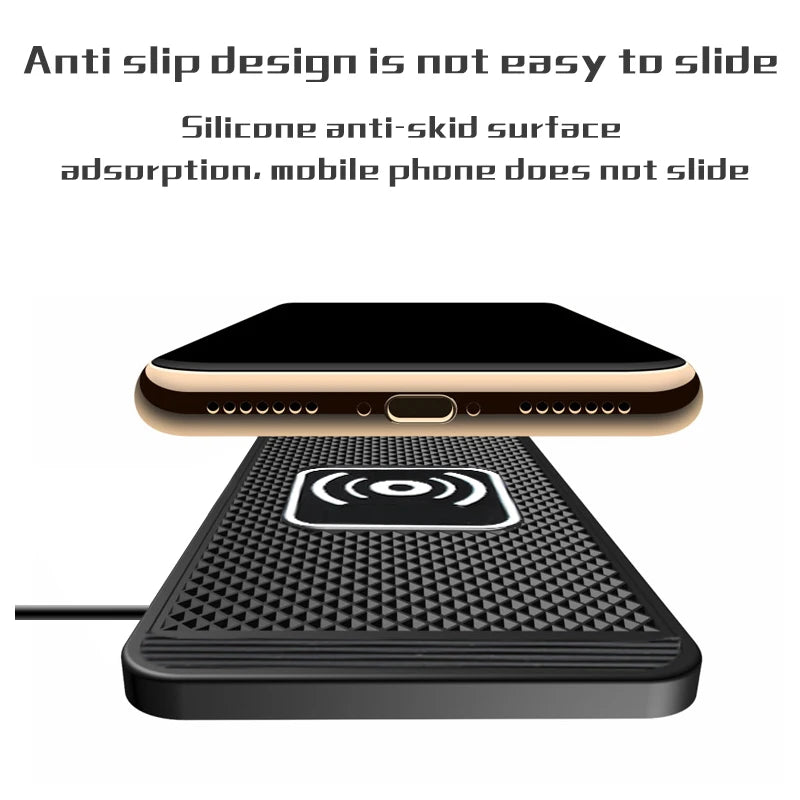 15W Qi Wireless Car Charging Pad – Secure, Non-Slip & Fast