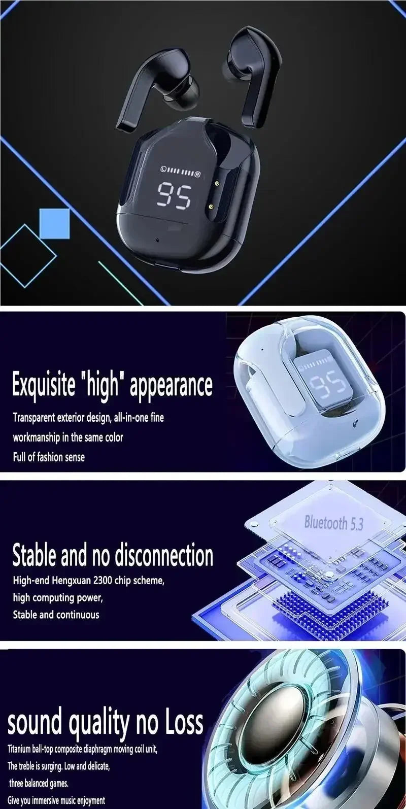 AIR31 TWS Headphones 5.3 Wireless Earphones Bluetooth Headset Noise Cancelling HD HiFi Stereo Earbuds For Huawei Xiaomi iPhone