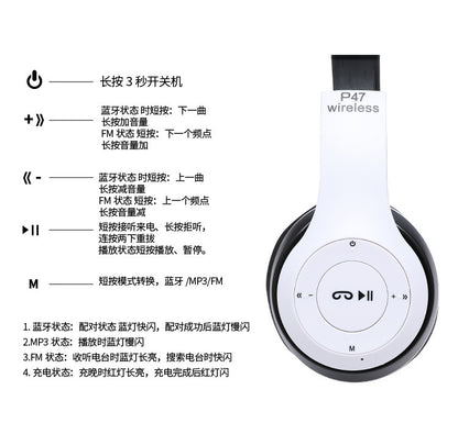 P47 Foldable Bluetooth Headset | Wireless Stereo for iPhone & Android