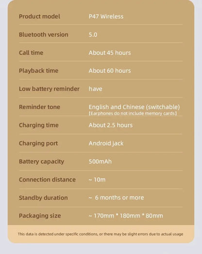 P47 Bluetooth Headset | Wireless, Noise Canceling for iPhone & Samsung