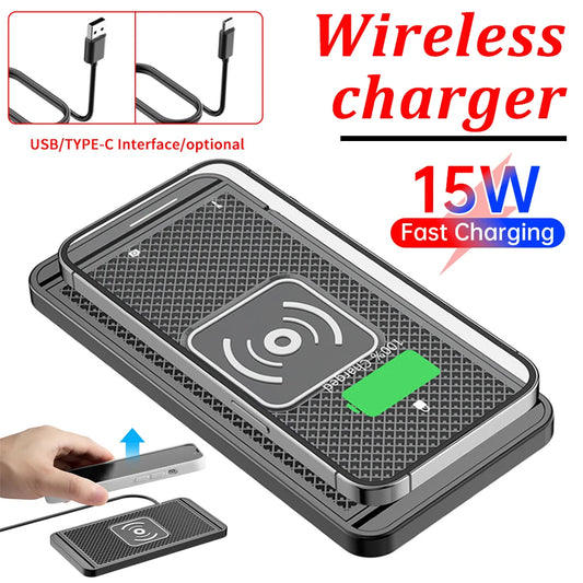 15W Smart Wireless Charger – Auto-Sensing Fast Charge for Android & Huawei